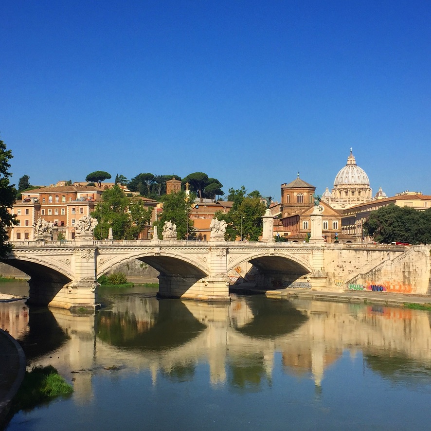 Rome Tiber River with reflections